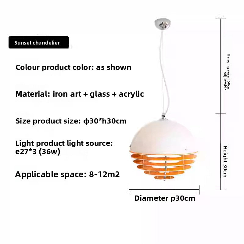 Retro Bauhaus Sunset Orange LED Ceiling Lamps