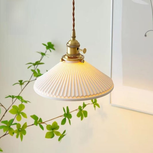 Japanese Style Brass Ceramic Pendant Lamp