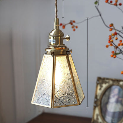 Japanese Retro Tiffany Brass Glass Pendant Lights