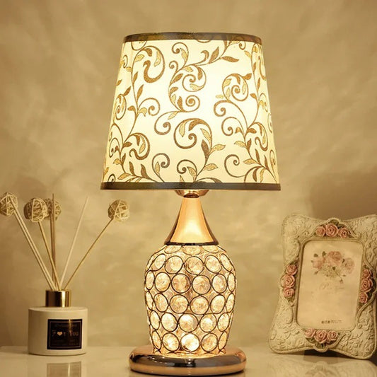 European-Style Crystal Base Bedside Lamp