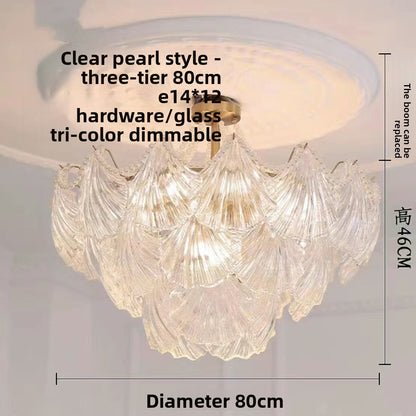 French - Style Shell Inspired Glass Chandelier