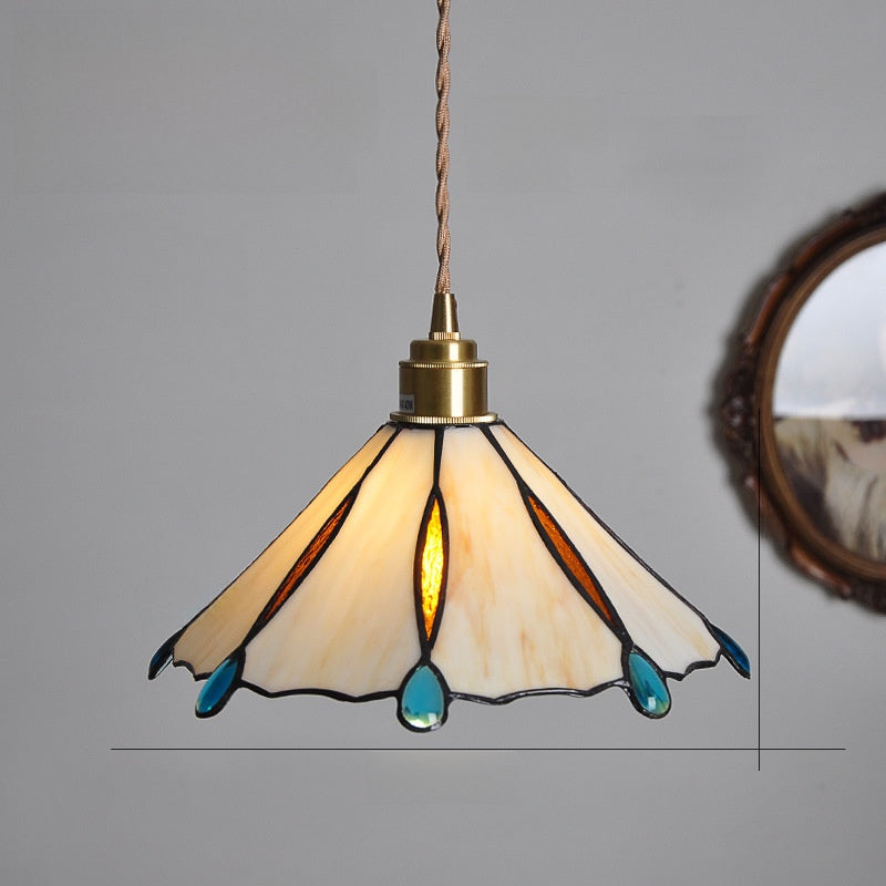 Japanese Retro Tiffany Brass Glass Pendant Lights