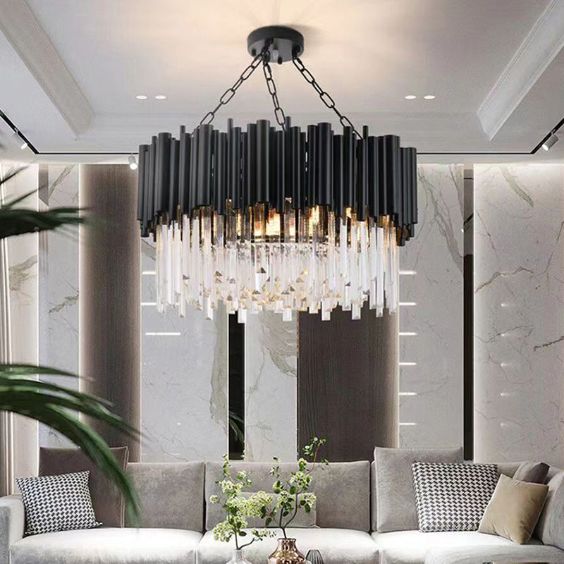 Crystal Chandelier with Stainless Steel Frame