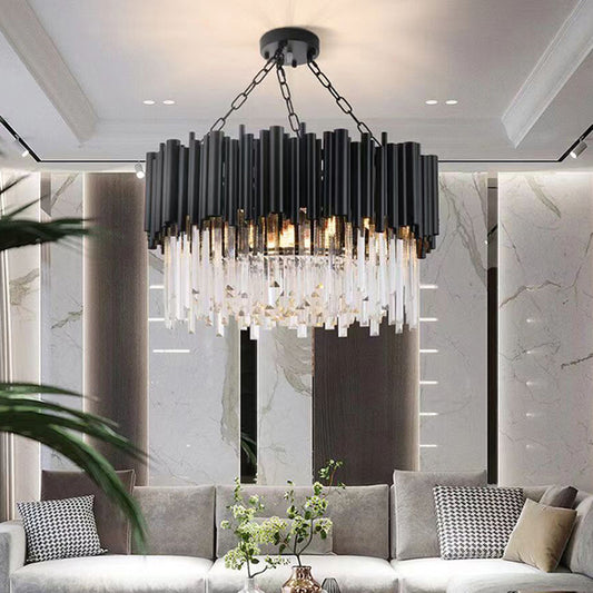 Crystal Chandelier with Stainless Steel Frame