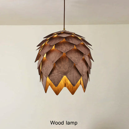 Scandinavian Wooden Pine Cone Ceiling Lights