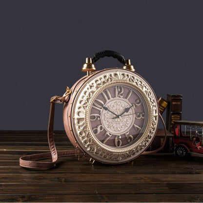 Vintage Clock Shape Diagonal Handbag