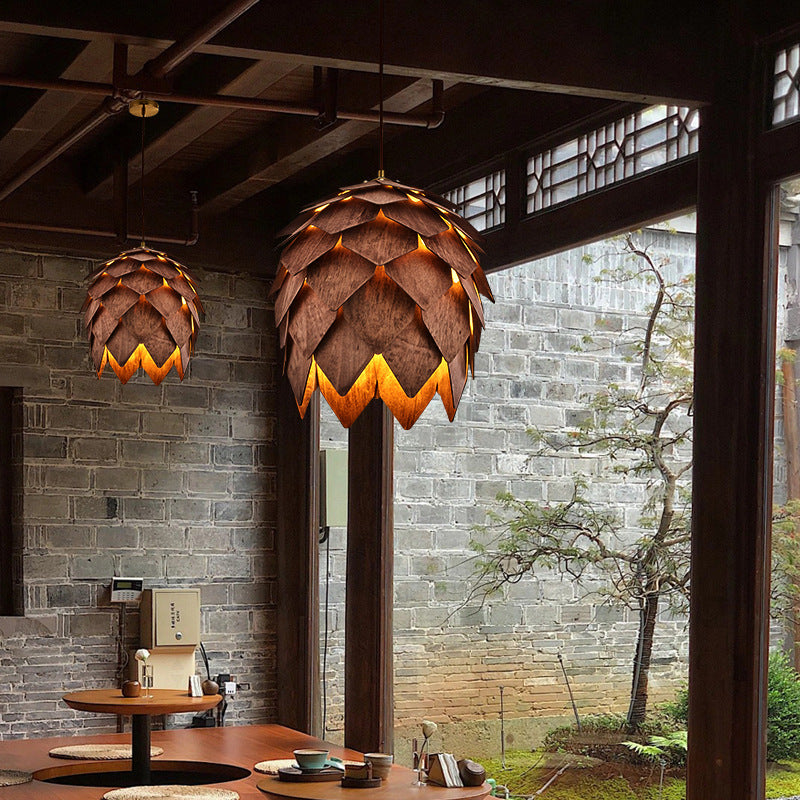 Scandinavian Wooden Pine Cone Ceiling Lights