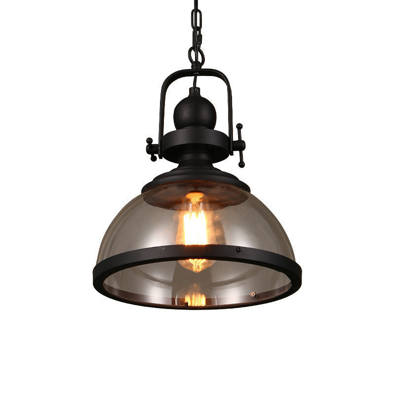 Retro Industrial Glass Ceiling Lamp with Iron Frame