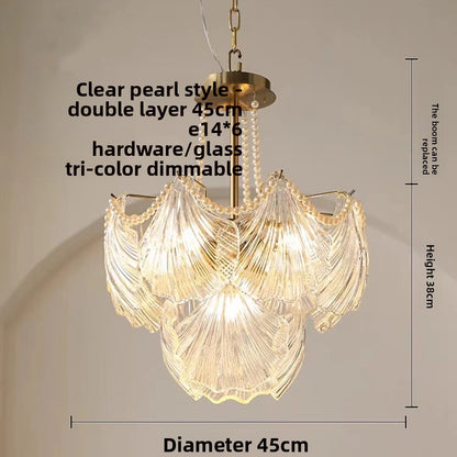 French - Style Shell Inspired Glass Chandelier