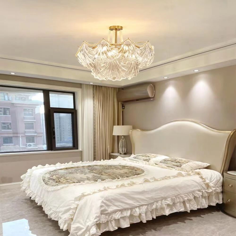 French - Style Shell Inspired Glass Chandelier