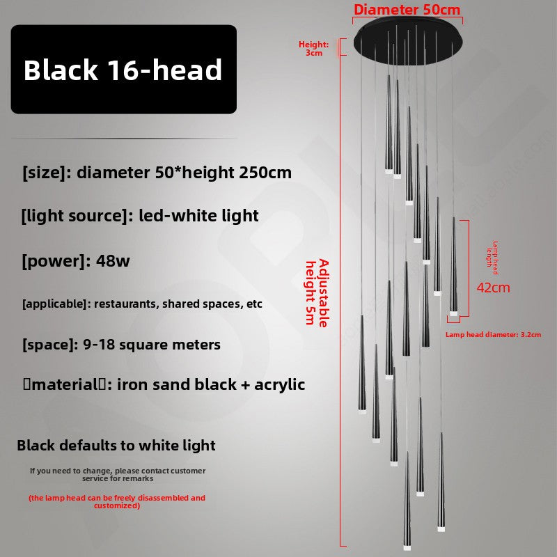 Modern Iron LED Chandelier for Living Room and Staircase