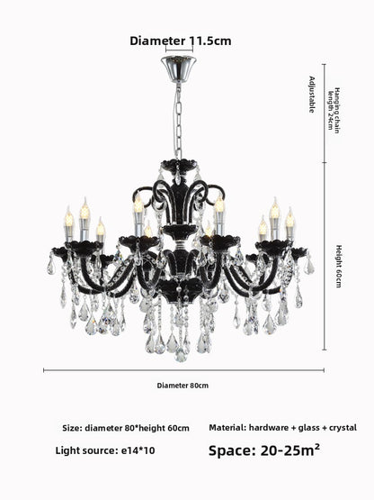Black Crystal Chandelier Retro French Style