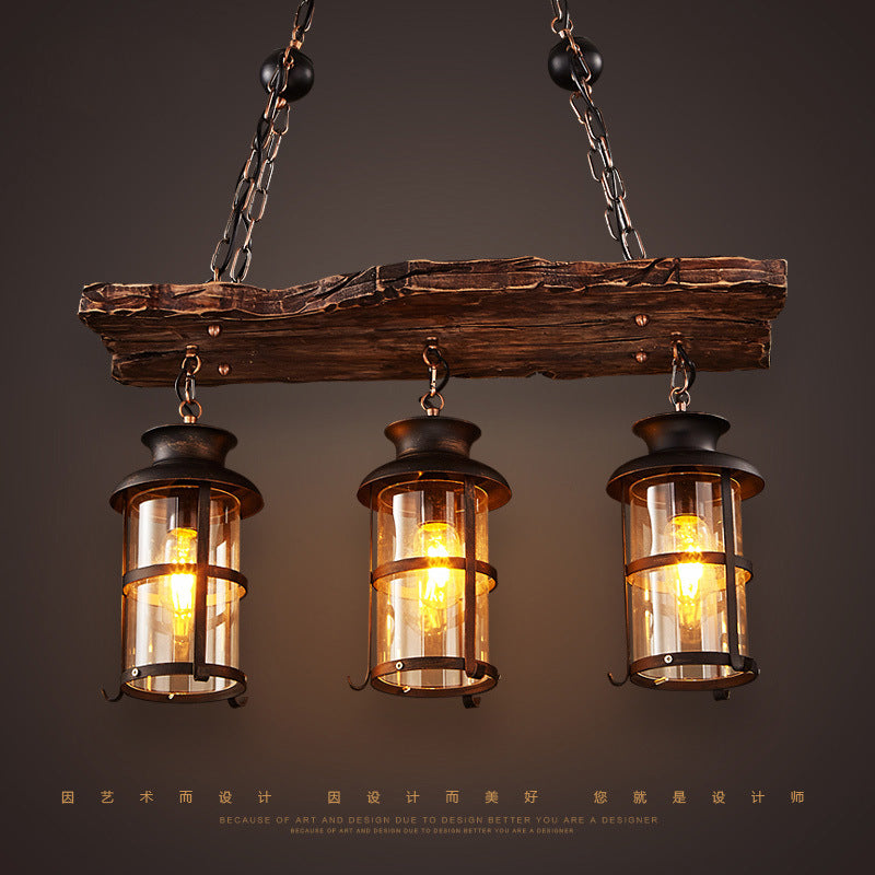 Vintage Industrial Wooden Pendant Light