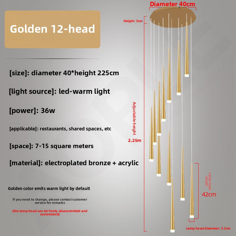 Modern Iron LED Chandelier for Living Room and Staircase