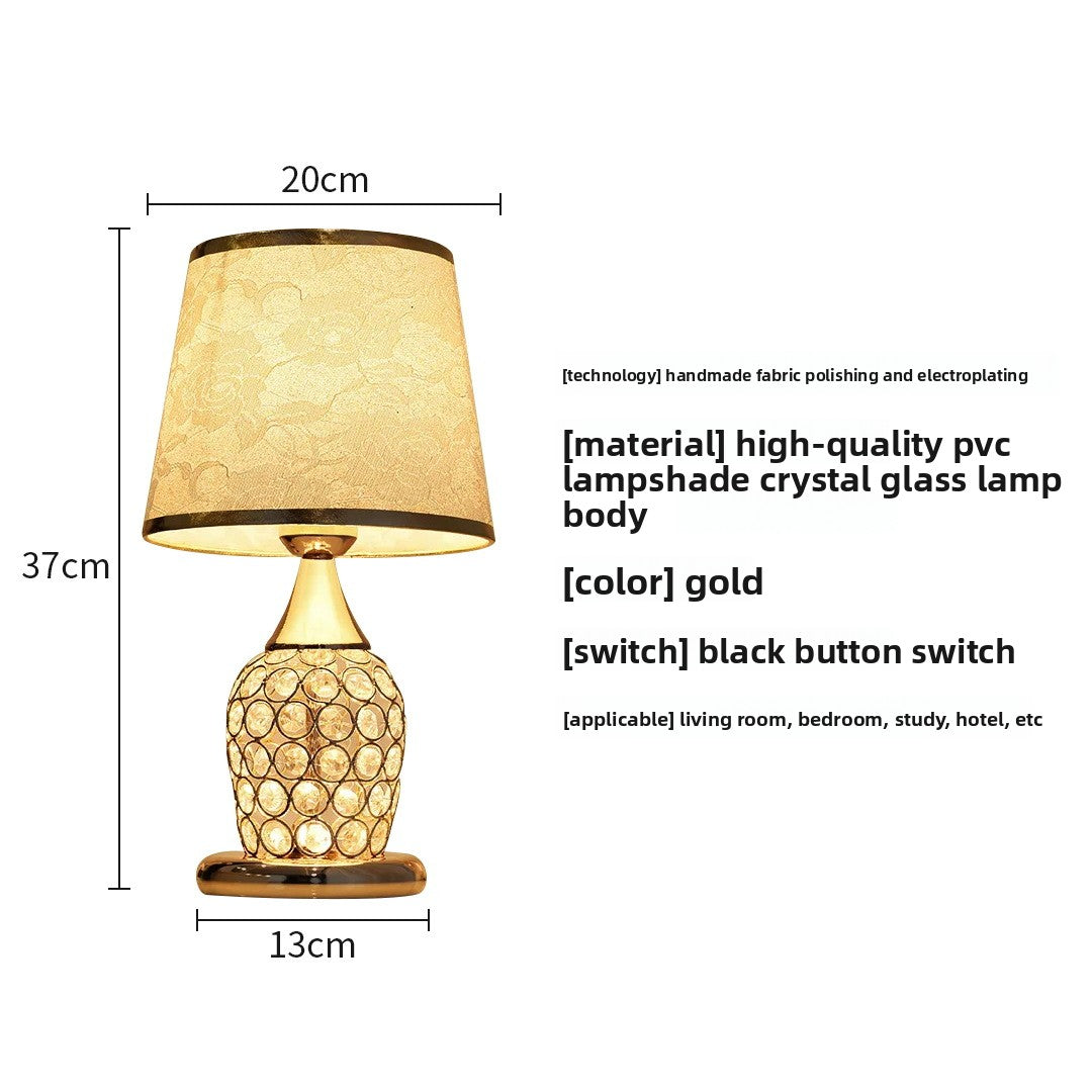 European-Style Crystal Base Bedside Lamp