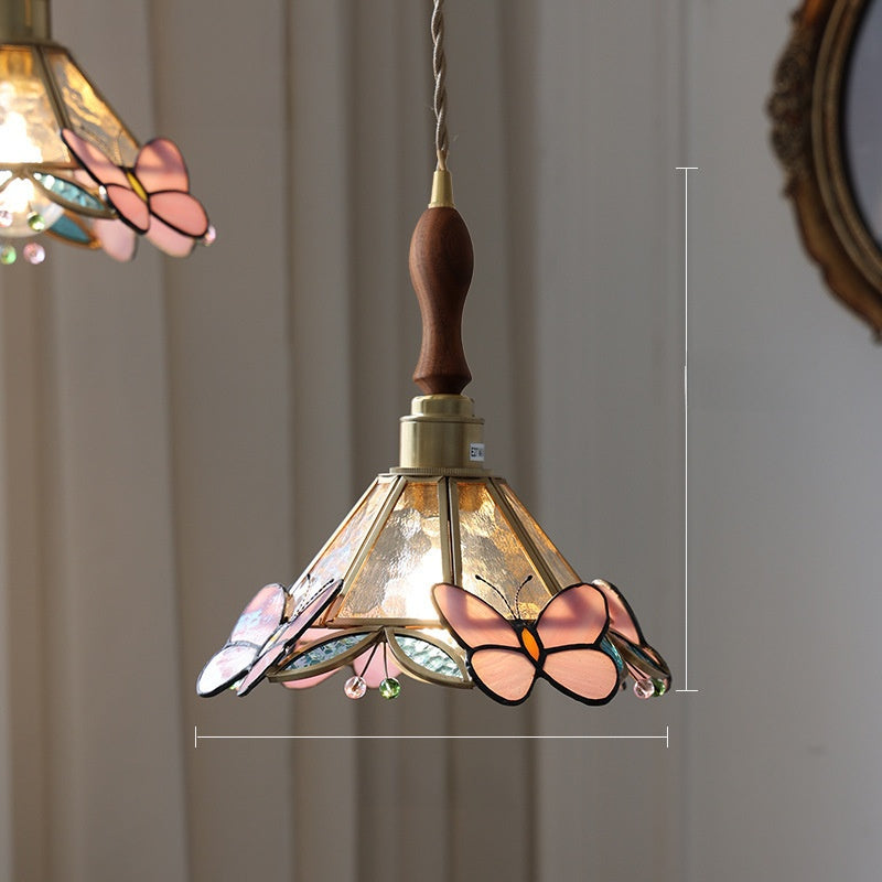 Japanese Retro Tiffany Brass Glass Pendant Lights