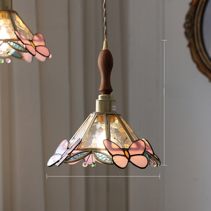Japanese Retro Tiffany Brass Glass Pendant Lights
