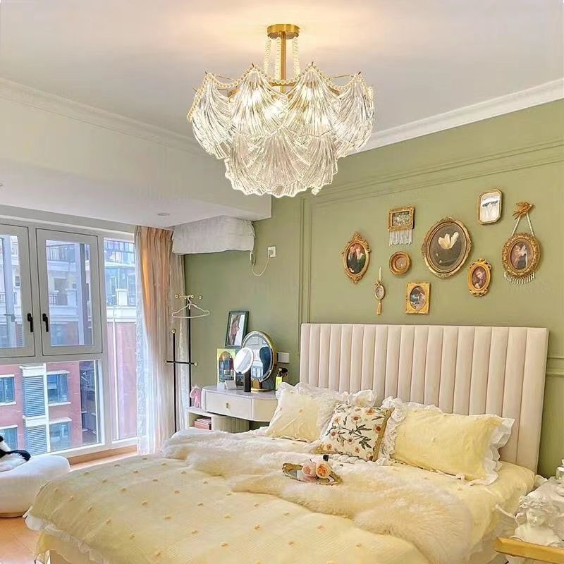 French - Style Shell Inspired Glass Chandelier