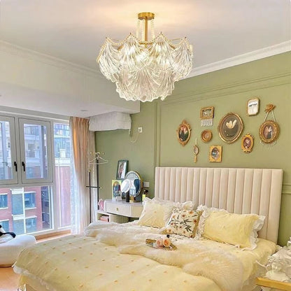 French - Style Shell Inspired Glass Chandelier