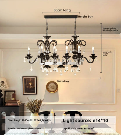 Black Crystal Chandelier Retro French Style
