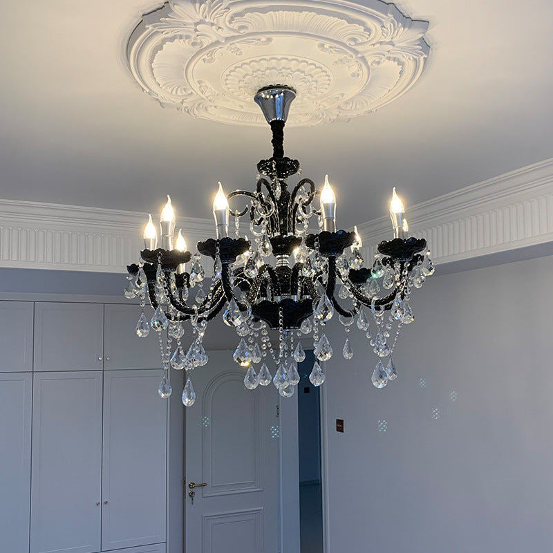 Black Crystal Chandelier Retro French Style