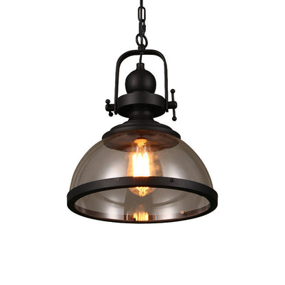 Retro Industrial Glass Ceiling Lamp with Iron Frame