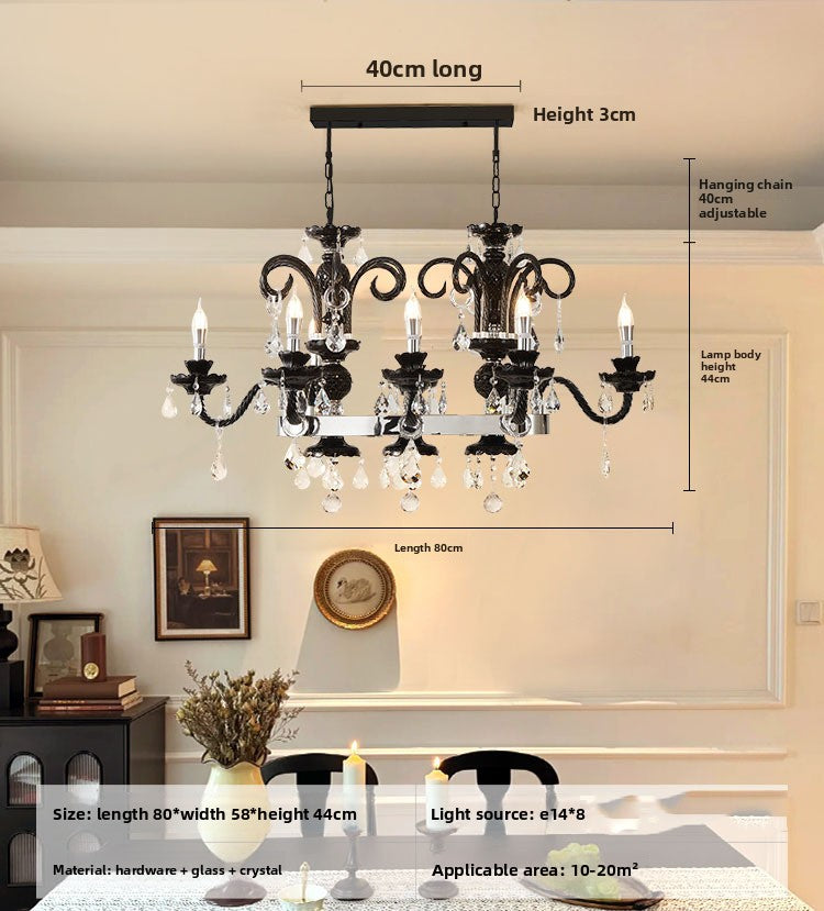 Black Crystal Chandelier Retro French Style