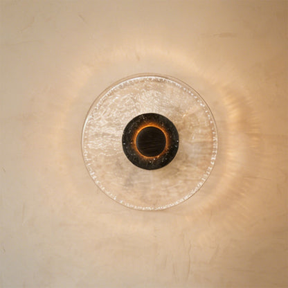 French Style Glass Walnut Wood Wall Lamp