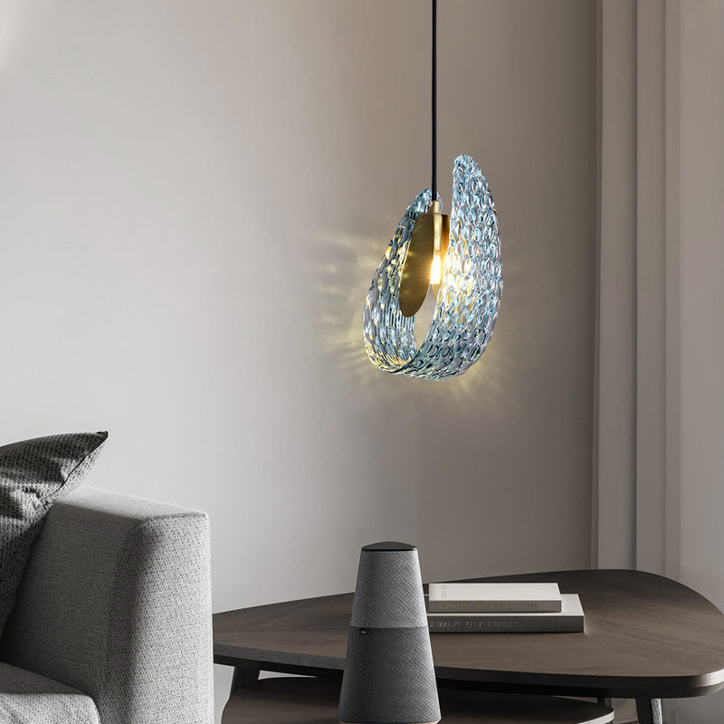 Modern Glass Pendant Light with Copper Finish