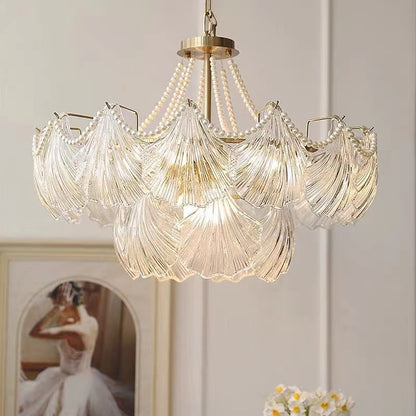 French - Style Shell Inspired Glass Chandelier