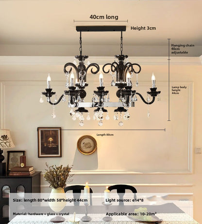 Black Crystal Chandelier Retro French Style