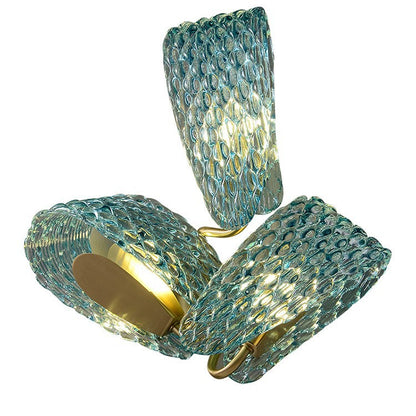 Peacock Blue Textured Glass Wall Lamp